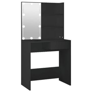 Vidaxl Toaletna mizica z LED lučkami črna 74,5x40x141 cm