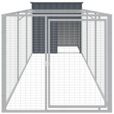 Vidaxl Pasja uta z izhodom antracitna 110x405x110 cm pocinkano jeklo