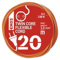 Emos Dvožilni podaljšek 20m / 1 vtičnica / PVC / 230V / 1,5 mm2