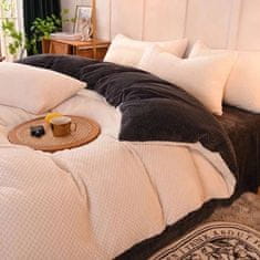 HOME & MARKER® Posteljnina, Posteljne prevleke, Topla posteljnina, Pliš posteljnina ( 1x prevleka za odejo + 1 x prevleka za vzmetnico + 2 x prevleka za vzglavnik, Bež/Siva)| FLEECEDREAM