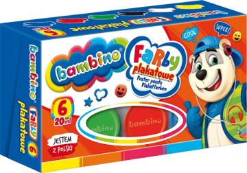 Bambino barve za plakate 6 barv 20 ml šolske
