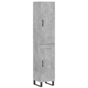 Vidaxl Visoka omara betonsko siva 34,5x34x180 cm inženirski les