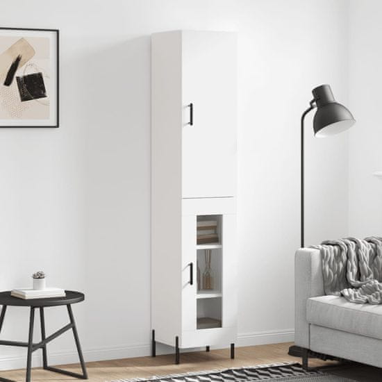 Vidaxl Visoka omara bela 34,5x34x180 cm inženirski les