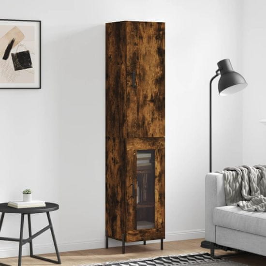 Vidaxl Visoka omara dimljeni hrast 34,5x34x180 cm inženirski les