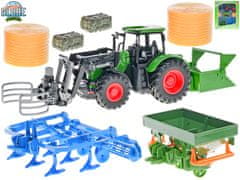 Kids Globe Otroški globus Kmetijski traktor s prosto vožnjo 30 cm z dodatki 7 kosov