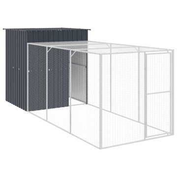 Vidaxl Kokošnjak z izhodom antracit 165x455x181 cm pocinkano jeklo