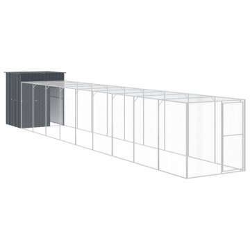 Vidaxl Kokošnjak z izhodom antracit 165x1067x181 cm pocinkano jeklo