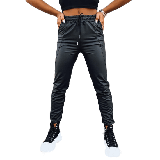 Dstreet Ženske voščene hlače EBONY NIGHT črne uy1636