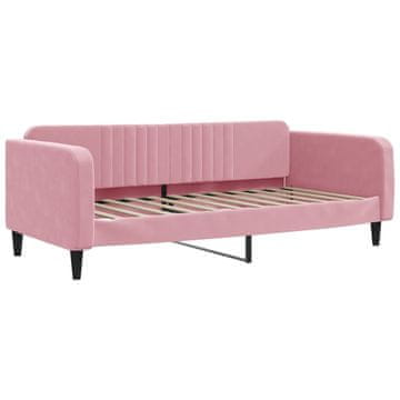 Vidaxl Raztegljiva postelja roza 90x200 cm žamet