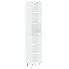 Vidaxl Visoka omara visok sijaj bela 34,5x32,5x180 cm inženirski les