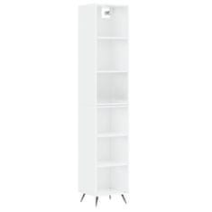 Vidaxl Visoka omara visok sijaj bela 34,5x32,5x180 cm inženirski les