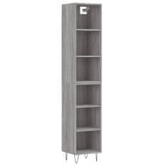Vidaxl Visoka omara siva sonoma 34,5x32,5x180 cm inženirski les