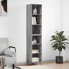 Vidaxl Visoka omara siva sonoma 34,5x32,5x180 cm inženirski les
