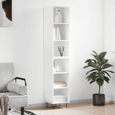 Vidaxl Visoka omara visok sijaj bela 34,5x32,5x180 cm inženirski les