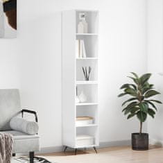 Vidaxl Visoka omara visok sijaj bela 34,5x32,5x180 cm inženirski les