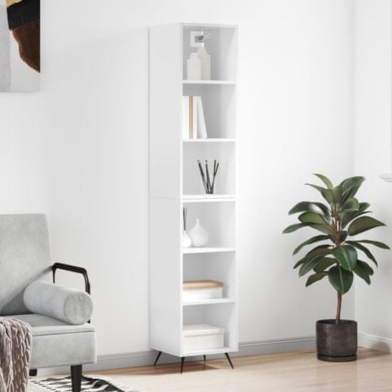 Vidaxl Visoka omara visok sijaj bela 34,5x32,5x180 cm inženirski les