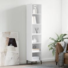 Vidaxl Visoka omara visok sijaj bela 34,5x32,5x180 cm inženirski les