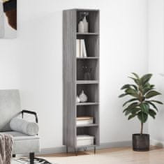 Vidaxl Visoka omara siva sonoma 34,5x32,5x180 cm inženirski les