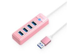 Orico PW4U-U3-015 USB hub, 4x USB 3.0, roza
