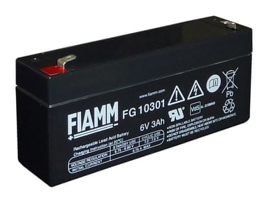 Fiamm FG10301 svinčen akumulator FG10301 • 6V 3Ah • AGM|VRLA • DXŠXV: 134x33x60 | Faston 4.8
