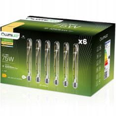 LUMILED 6x LED žarnica E27 T30 8W = 75W 1055lm 3000K Toplo bela 360° Filament