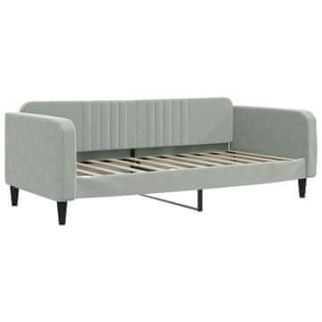 Vidaxl Raztegljiva postelja svetlo siva 90x190 cm žamet