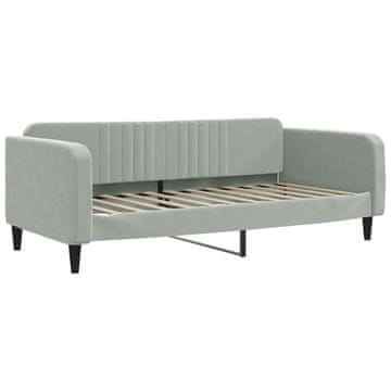 Vidaxl Raztegljiva postelja svetlo siva 100x200 cm žamet