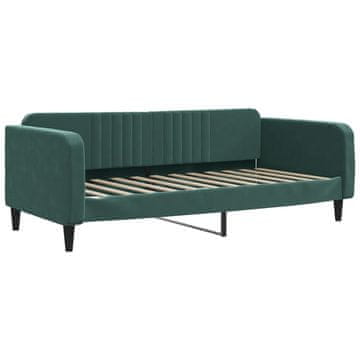 Vidaxl Raztegljiva postelja temno zelena 100x200 cm žamet