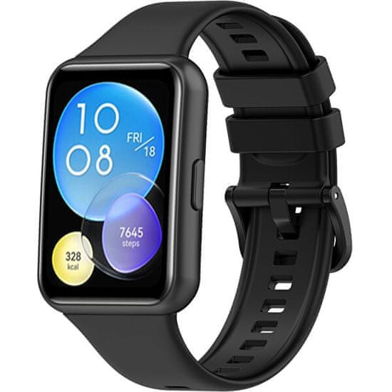 4wrist Silikonski pašček za Huawei Watch FIT 2 - črn