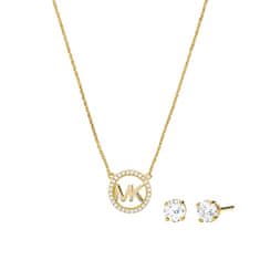Michael Kors Pozlačeni srebrni nakit MKC1260AN710 (ogrlica, uhani)