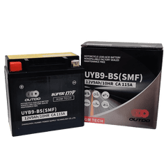 Outdo UYB9-BS(SMF) akumulator za motor YB9-BS • 12V 9Ah • DXŠXV: 137x77x135 • CCA 115 A