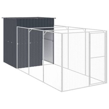 Vidaxl Pasja uta z izhodom antracitna 165x455x181 cm pocinkano jeklo