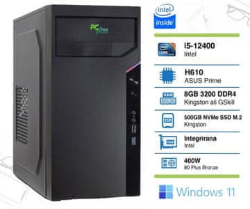 PCplus e-office namizni računalnik, i5-12400, 8GB, SSD512GB, W11H (144949)