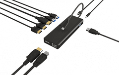 IcyBox priklopna postaja, HDMI, DisplayPort, USB, Ethernet, črna (IB-DK4080AC)