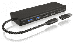 IcyBox priklopna postaja, HDMI, DisplayPort, USB, Ethernet, črna (IB-DK4080AC)