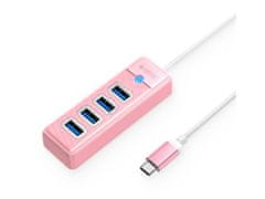 Orico PW4U-C3-015 USB-C na 4x USB-A 3.0 hub, roza
