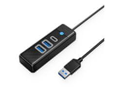 Orico PWC2U-U3-015 USB na 1x USB-C in 2x USB-A 3.0 hub, črn
