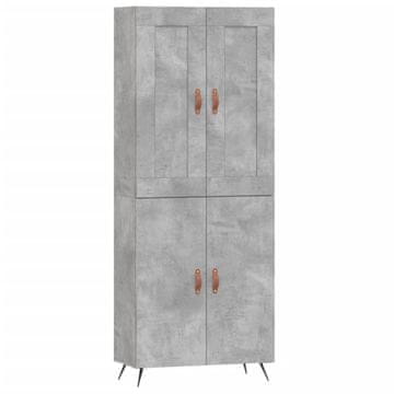Vidaxl Visoka komoda betonsko siva 69,5x34x180 cm inženirski les