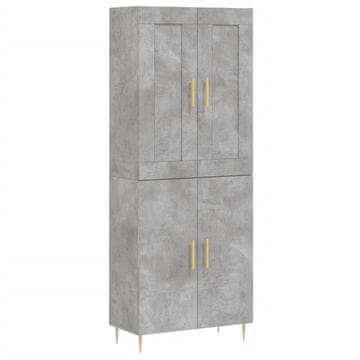 Vidaxl Visoka komoda betonsko siva 69,5x34x180 cm inženirski les
