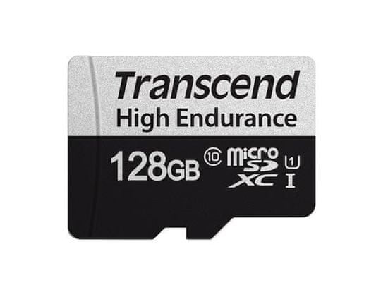 Transcend 128 GB microSDXC 350V UHS-I U1 (razred 10), visoko vzdržljiva pomnilniška kartica, 95 MB/s R, 45 MB/s W