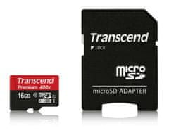 Transcend Pomnilniška kartica 16 GB microSDHC UHS-I 400x Premium (razred 10) (z adapterjem)
