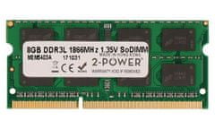 2-Power 8GB PC3L-14900S 1866MHz DDR3 CL13 1,35V SoDIMM 2Rx8 1,35V (doživljenjska garancija)