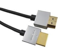 PremiumCord Slim HDMI High Speed + Ethernet kabel, pozlačeni konektorji, 1,5 m