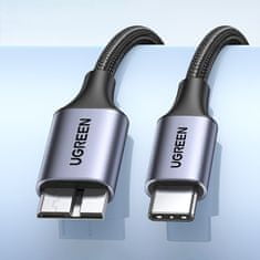 NEW Kabelski pogon USB-C - microUSB-B 3.0 5Gb/s 3A 2m siva