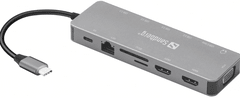 Sandberg priklopna postaja za prenosnike, USB-C, 13 v 1, siva (136-45)