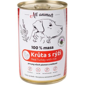 All Animals cons. za pse puran z rižem 400g