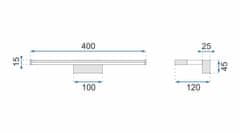 Toolight LED KOPALNICA STENSKA SVETILKA NAD OGLEDALOM 8W 40CM APP368-1W KROM