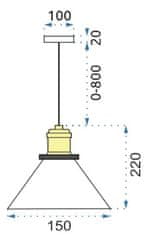 Toolight Steklena viseča stropna svetilka Verto D