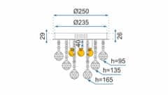 Toolight Kristalna stropna svetilka Plafond lestenec Glamour APP403-C