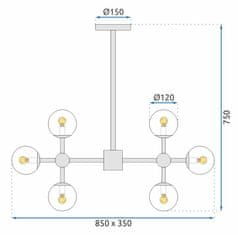 Toolight Stropna viseča svetilka 8 kroglic APP269-8C